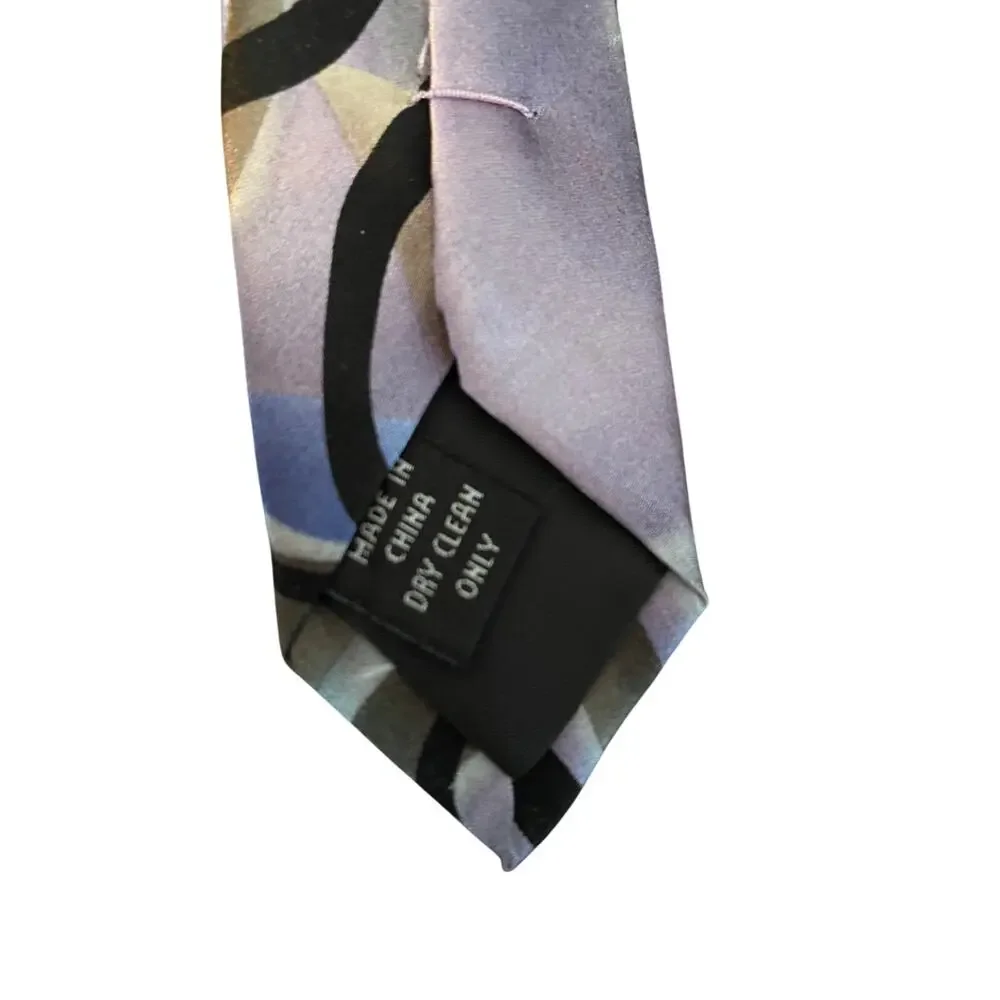 J Garcia Abstract Swirl Neck Tie‎ Purple Gray Artistic Retro Mens Tie